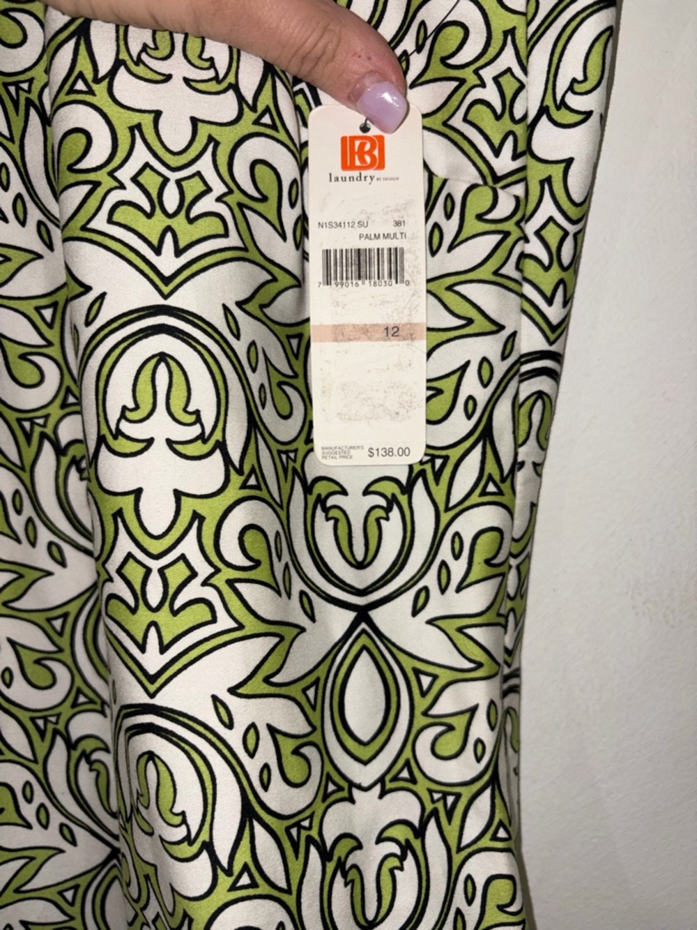 NWT Laundry by Design Green and White Patterned Sleeveless Midi Dress - Picture 3 of 8